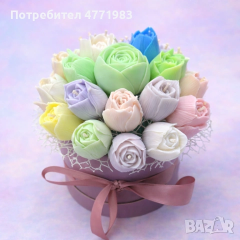 "Пастелни лалета" – Ароматен соев букет