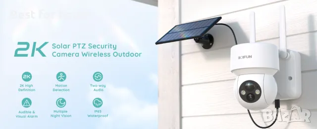 BOIFUN DQ201 Безжична външна камера със Соларен панел, снимка 16 - Камери - 48724436