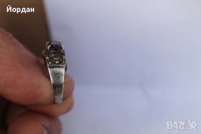 Дамски сребърен пръстен аметист с маркезити, снимка 5 - Други ценни предмети - 44278660