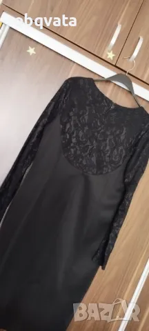 Черна рокля с дълъг ръкав Л, снимка 6 - Рокли - 48458712