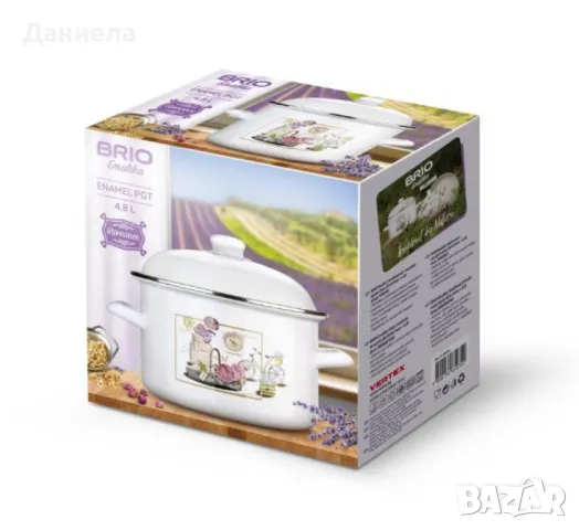 Емайлирана тенджера с капак Brio POMAHC, снимка 3 - Съдове за готвене - 49335538