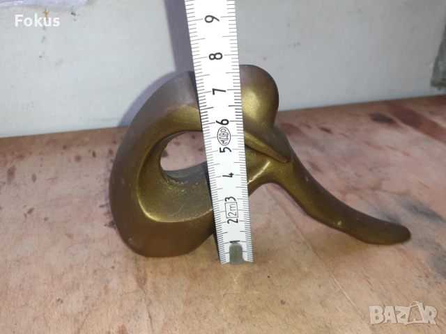 Стара изящна статуетка фигура пластика масивен бронз, снимка 6 - Антикварни и старинни предмети - 54220613