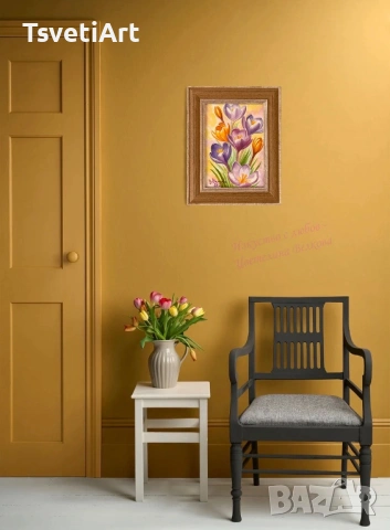 Авторска картина – минзухари – акварел – ръчна изработка – идея за подарък, снимка 7 - Картини - 53877149