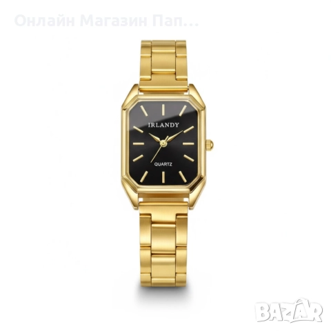 Дамски кварцов часовник IRLANDY – правоъгълен корпус, стоманена верижка, сребрист или златист, снимка 2 - Дамски - 52349028