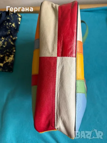 Дамска цветна чанта (Patchwork) от 100% естествена кожа, снимка 11 - Чанти - 56436632