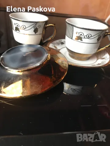 чашки Носталгия мока или турско 2 бр+ захарница гравирано стъкло, снимка 4 - Сервизи - 48052889