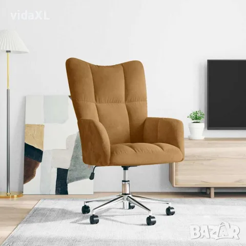 vidaXL Релакс стол, кафяв, кадифе, снимка 2 - Столове - 56146898