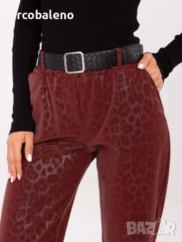 Дамски панталони от еко кожа с леопардов принт, 5цвята , снимка 10 - Панталони - 52369980