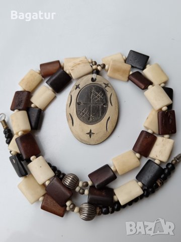 Двуредово,костно колие,кръст,звезди,, снимка 2 - Антикварни и старинни предмети - 44623104