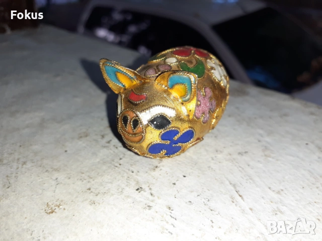 Прасенце миниатюра клоазоне бронз клетъчен емайл