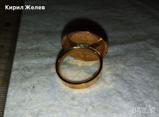 BVLGARI ПОЗЛАТЕН МАРКОВ СЕДЕФЕН АРТ ПРЪСТЕН БУЛГАРИ от БЛАГОРОДНА НЕРЪЖДАЕМА СТОМАНА 38916, снимка 6 - Пръстени - 42082394