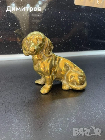Масивна месингова  пластика на куче, снимка 3 - Антикварни и старинни предмети - 51059697