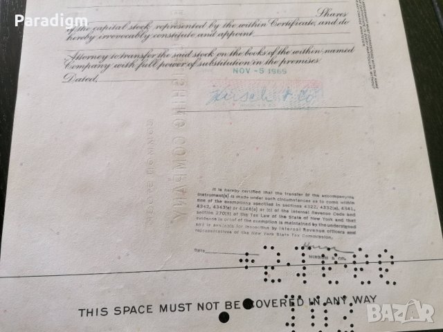 Сертификат за притежание на 75 акции (САЩ) | The Crowell-Collier Publishing Company | 1965г., снимка 8 - Други ценни предмети - 34878302
