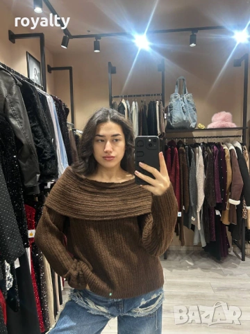Кафява Дамска Блуза Пуловер Нова 