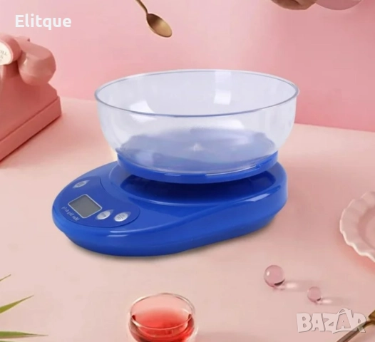 Домакинска везна с капацитет 5 кг + купа- Цвят: Бял., снимка 6 - Други - 52901439