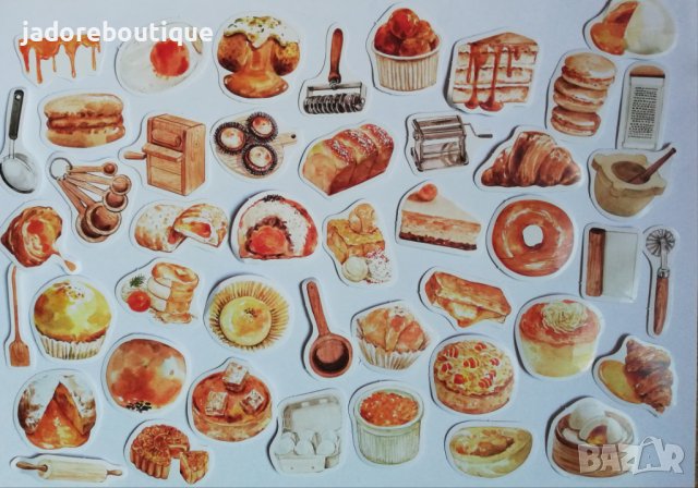 Скрапбук стикери за декорация планер рецептурник bakery печива - 45 бр /комплект 