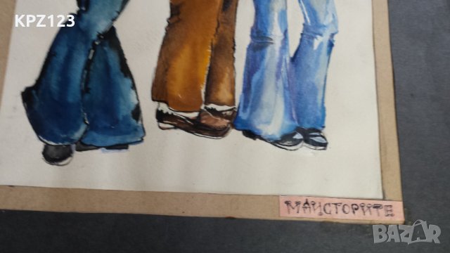 КАРТИНА "МАЙСТОРИТЕ" от филма "ТОПЛО" АКВАРЕЛ, снимка 5 - Картини - 29083718