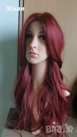  Дълга лейс фронт перука наситено бордо, снимка 8 - Аксесоари за коса - 54153902