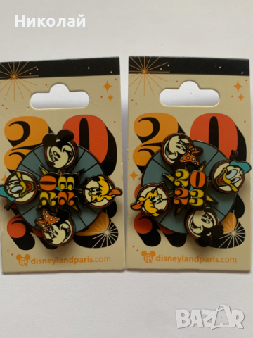 Значка Mickey and friends, Disneyland Paris 2023 collection, трислойна, въртящи елементи, 2 бр. нови, снимка 3 - Колекции - 44567733
