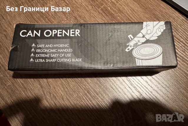 Нова Ръчна отварачка за консерви, метална, с ергономични дръжки и остър нож, снимка 3 - Аксесоари за кухня - 53130600