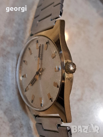 съветски позлатен часовник Poljot с метална верижка Полет , снимка 2 - Мъжки - 52668207