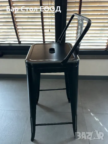 Метален Бар Стол с облегалка - черен , снимка 7 - Столове - 46947901