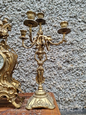 Антикварен Бронзов Часовник и Свещници "1960г" , снимка 5 - Антикварни и старинни предмети - 40151307