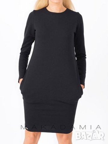 Черна рокля с ефектна линия Makadamia - L, снимка 3 - Рокли - 42793275