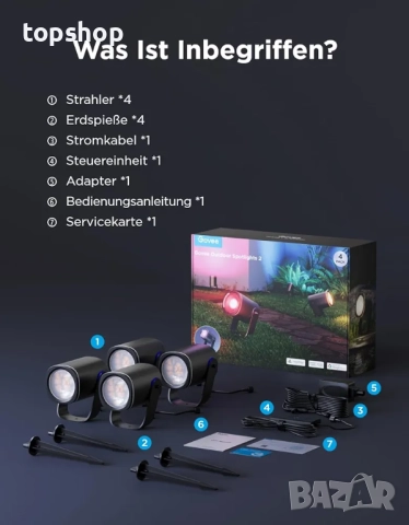 Нови 4 бройки в комплект LED прожектори Govee, IP67 водоустойчиво градинско осветление, RGBWIC ..., снимка 9 - Прожектори - 52261349