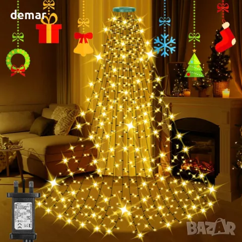 Лампи за коледно дърво Laybasic с пръстен, 1,75 м x 16 нишки 400 LED