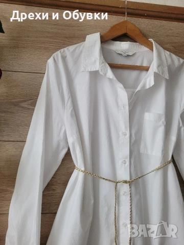 Бяла рокля тип риза памучна материя CELLBES , снимка 7 - Рокли - 54211392