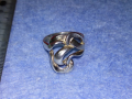ВЕЛИКОЛЕПЕН АЖУРЕН ВИНТИДЖ АРТ СРЕБЪРЕН ПРЪСТЕН СРЕБРО 925 с БЯЛА ПОЗЛАТА БИЖУТЕРСКА ИЗРАБОТКА 43781, снимка 10