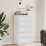 vidaXL Скрин с чекмеджета, бял, 60x36x103 см, инженерно дърво, снимка 3