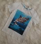 Бяла тениска с щампа акула от обръщащи се пайети, снимка 1 - Детски тениски и потници - 40311114
