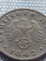 Монета 1 райхсфенинг 1942г. Германия Трети Райх с СХВАСТИКА 31569, снимка 7