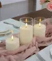 Комплект 3 броя LED безпламенни свещи с дистанционно и таймер – топла светлина, PVC, снимка 5