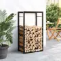 vidaXL Стойка за дърва за огрев, черен мат, 50x28x94 см, стомана, снимка 3