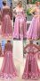 Бална рокля тип Принцеса в 3 Д апликация в розово, снимка 1 - Рокли - 42847477
