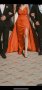 Дамска официална рокля в оранжево-червено, снимка 2