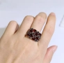 Сребърен пръстен от естествен Гранат и черен шпинел, снимка 1