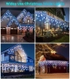 Нови Коледни LED ледени висулки със снежинки 10.7м 240 светлини за двор тераса, снимка 7
