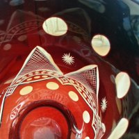 Кристални чаши за вино и кана червен кристал, снимка 9 - Антикварни и старинни предмети - 31060481
