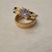 Стилен комплект от 2 броя пръстени с цирконии, снимка 5 - Пръстени - 44479669