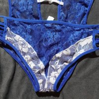 S размер синьо с бяло дантелено еротично боди, снимка 3 - Бельо - 37684546
