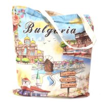 Сувенирна чанта, текстилна - тип пазарска - декорирана със забележителности от България 33см Х 37см , снимка 5 - Други - 44396278