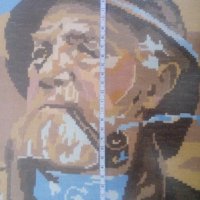 Гоблен "Старецът с лулата" на Вилер, снимка 3 - Гоблени - 36662550