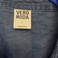 Дънкова риза с прозрачен гръб Vero Moda L размер , снимка 6 - Ризи - 38059583