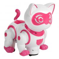 Интерактивна детска играчка - котка робот в бяло и розово с музика, звуци и светлини, снимка 1 - Музикални играчки - 38584807