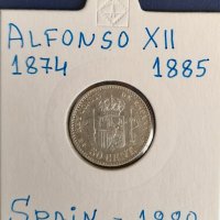 Монета Испания - 50 Сент. 1880 г. Крал Алфонсо XII - Сребро, снимка 1 - Нумизматика и бонистика - 31664993