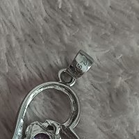 Сребърна висулка сърце с цвете, снимка 4 - Колиета, медальони, синджири - 44309985